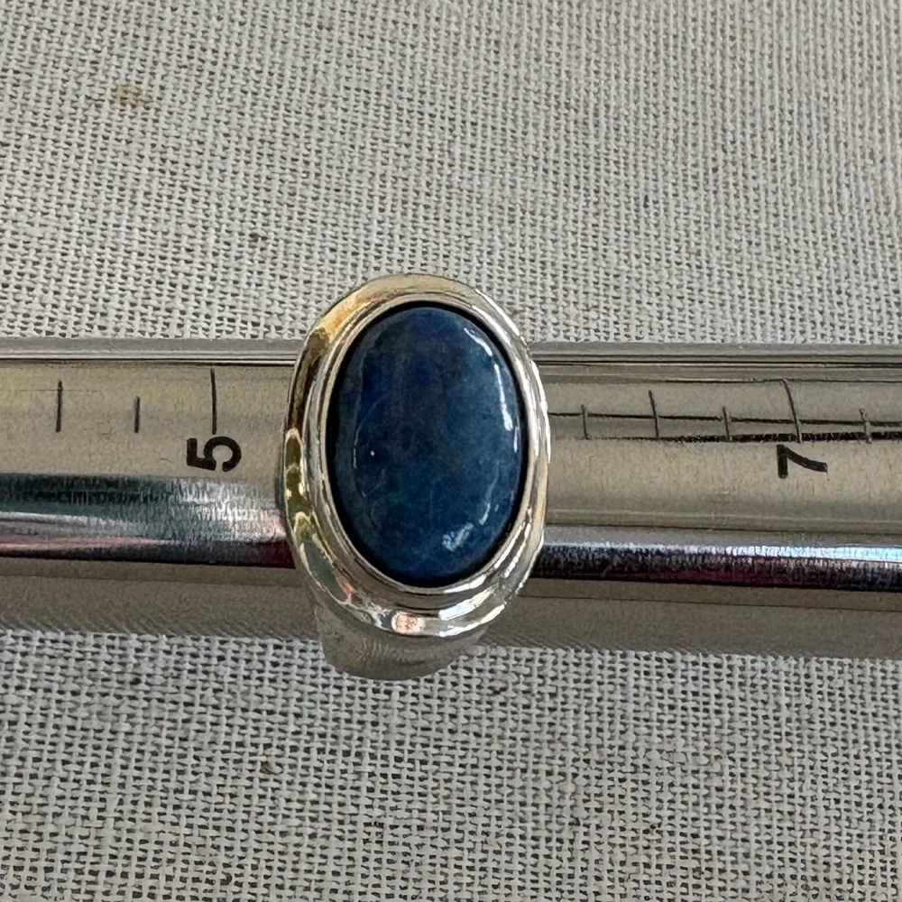 Sterling Silver & Denim Lapis Cabochon Ring - Picture 9 of 12